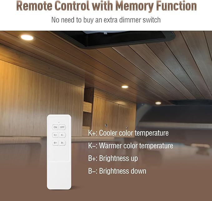 ALOVECO LED RV Ceiling Interior Lights, 12V LED Lights for RV 2700-6000K 12V Recessed Lights Remote Control Dimmable Waterproof Camper Interior Lighting for Boat Motorhome Yacht 6 Packs
