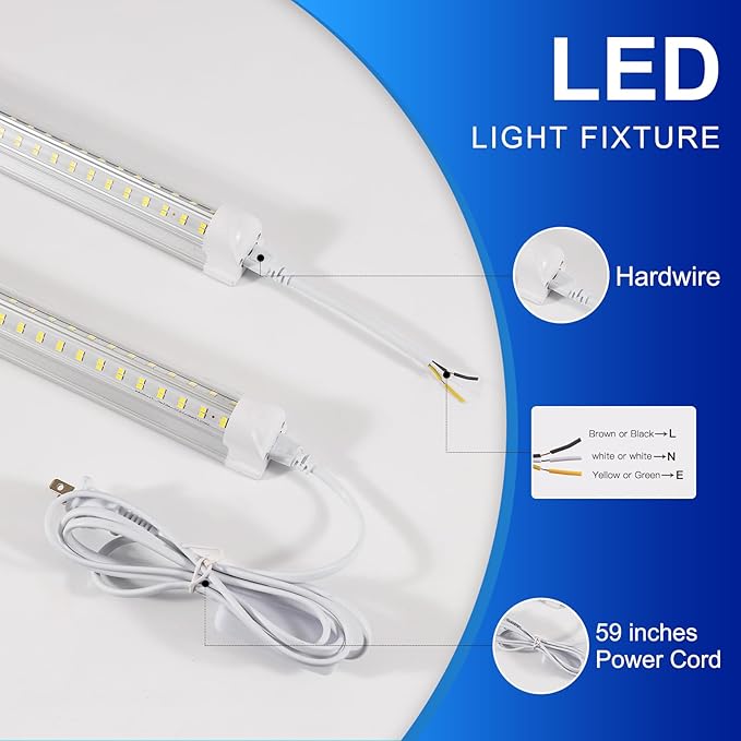 XLNYUUI Led Shop Lights,4FT LED Light 50W 6500K 7000LM Led Daylight,Garage Light Linkable Clear Cover Integrated V-Shape for Garage Warehouse Workbench Workshop(10-Pack)