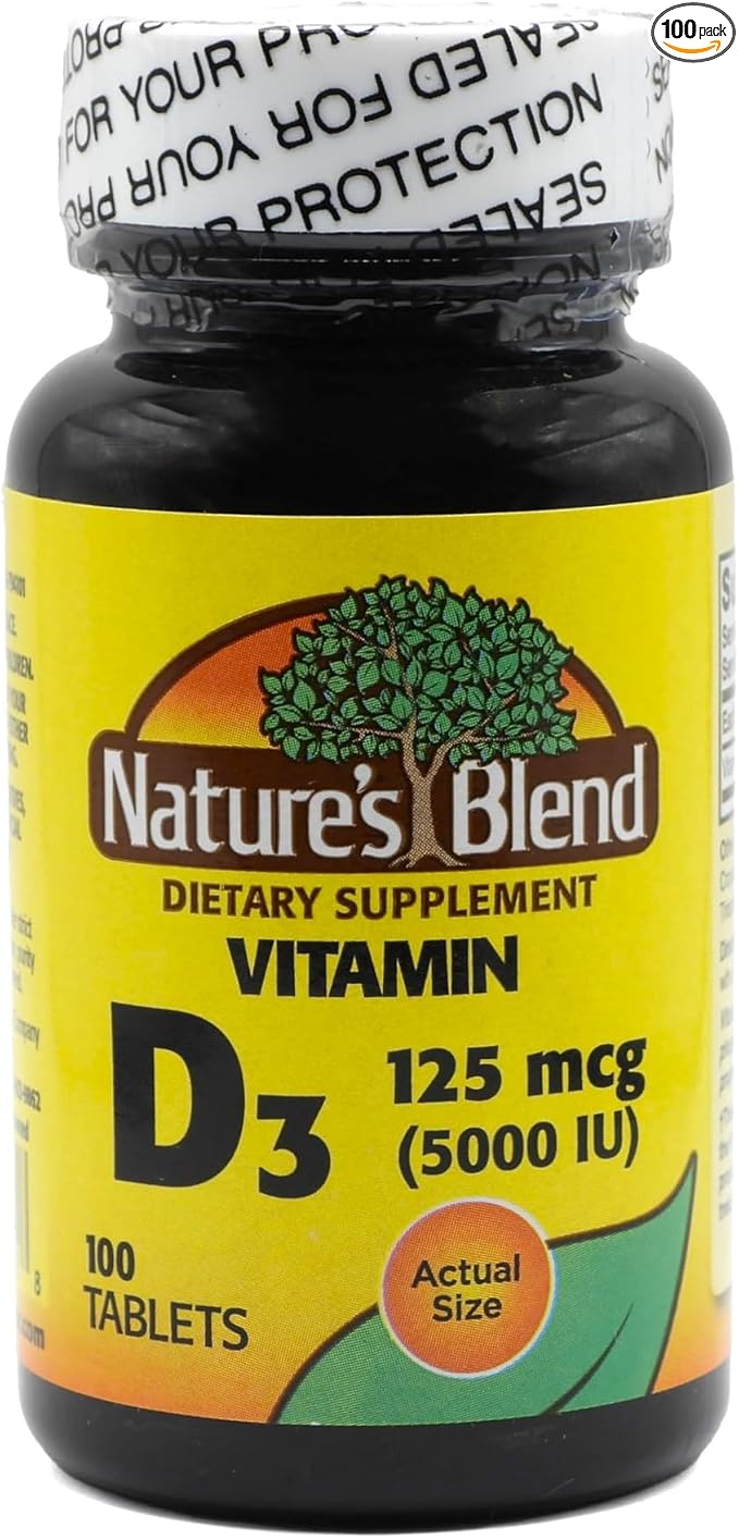 Nature's Blend Vitamine D3, 5000 UI 100 Comprimés