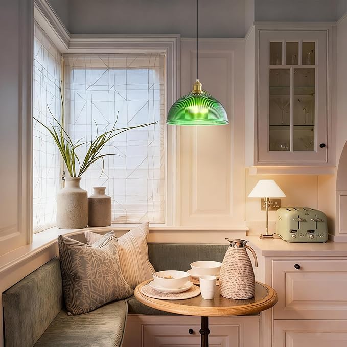 XZHGCEE Vintage Pendant Light Fixtures: Glass Pendant Lights Kitchen Island, Modern Green Pendant Light Fixture for Bedroom Dining Room