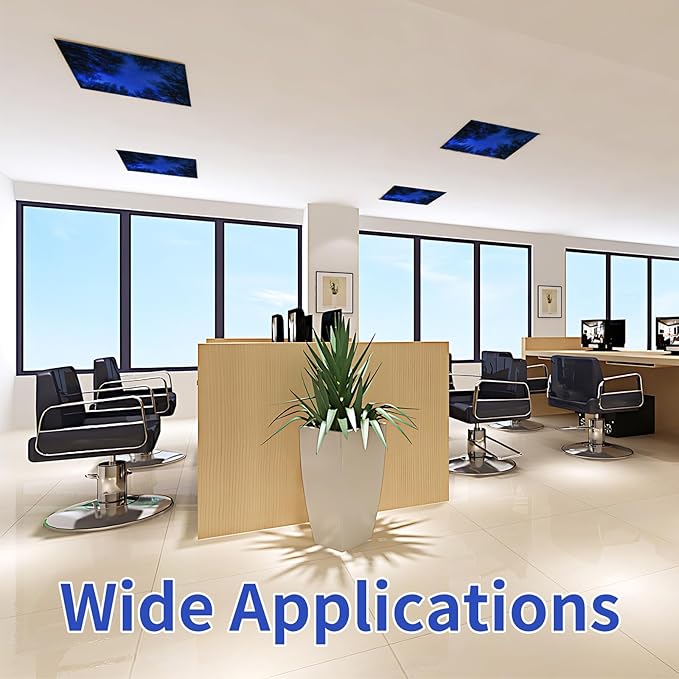 Torixqi 8 Pcs Fluorescent Light Covers for Ceiling Lights Classroom, Magnetic Light Filters, Fluorescent Light Diffuser Covers for Office, Hospitals, Home 4 x 2 Feet (blue nebula)
