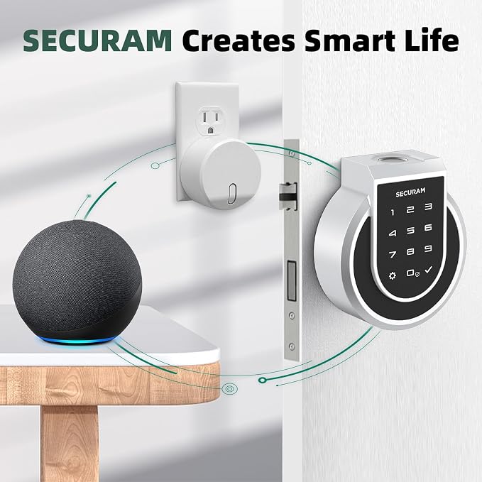 SECURAM Smart Home Hub, WiFi Bridge for SECURAM Touch Smart Fingerprint Door Lock for Voice Control and App Remote Control, Compatible with Voice Intelligent Assistant