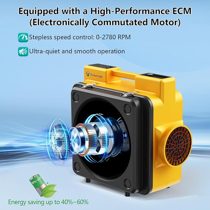 Air Scrubber 600 CFM with 4-Stage Filtration, Stackable Negative Air Machine for Home, Industrial and Commercial Use, Water Damage Restoration Equipment, Airborne Cleaner HEPA Scrubber with 4 Filters