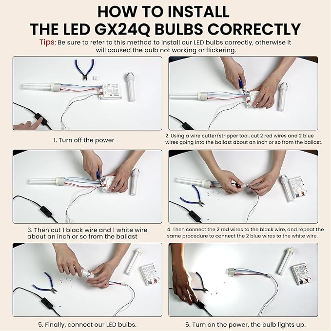 Lustaled Gx24 4-Pin Base LED Bulb, 12W G24q PL-C Horizontal Recessed Light 26W CFL Lamp Equivalent for Kitchen Light Pendant Lamp Dining Room, Warm White 3000K, 4-Pack (Remove/Bypass The Ballast)