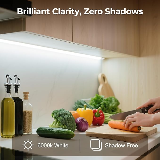 cambk 96inch Hardwired Under Cabinet Lighting for Kitchen, 6000K White Wired Undercounter Waterproof Led Strip Lights, Luces para Cocina Bajo Gabinete Under Shelf Lights