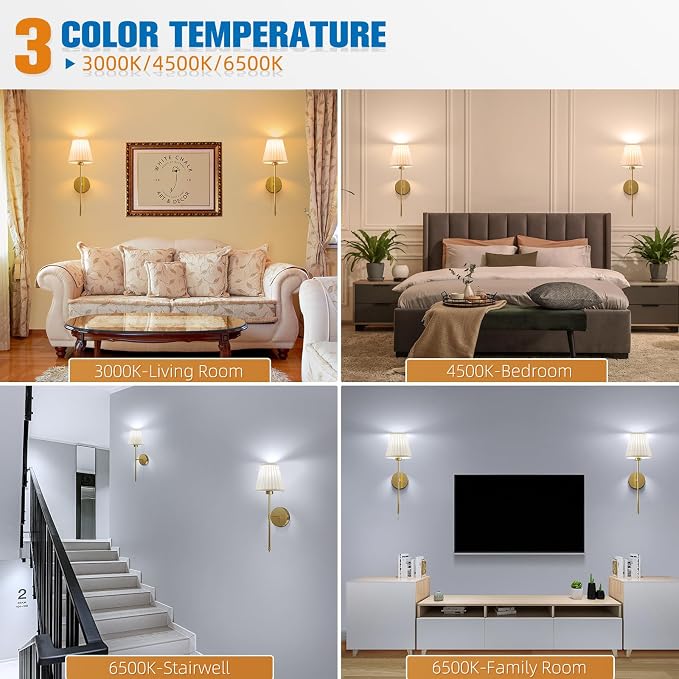 NIORSUN 19.9 inch Battery Operated Wall Sconce Set of 2,Beige Gold Rechargeable Wall Lights with 10400mAh Dimmable Bulbs and Remote, 9 Colors Wireless Wall Lamps for Bedroom Living Room Decor