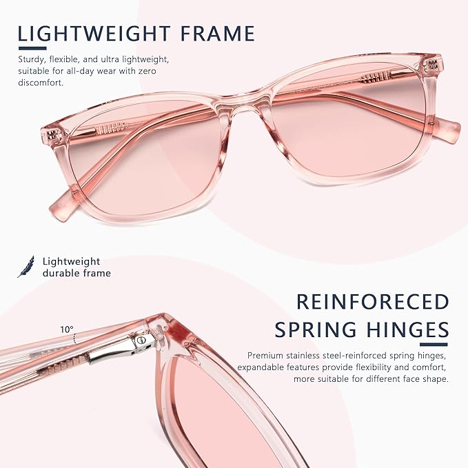 FL-Rose Tinted Blue Light Blocking Glasses for Migraine, Light Sensitivity, Photophobia & Fluorescent Glare JF6238