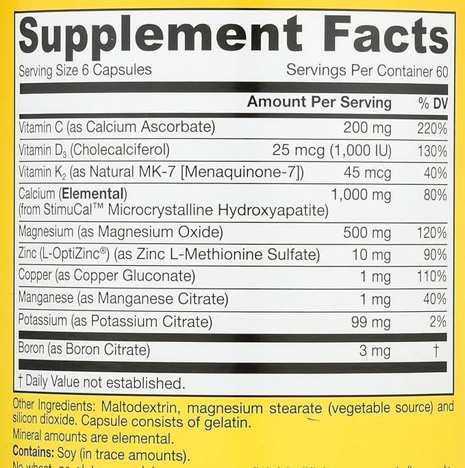 Jarrow Formulas BoneUp pour la densité osseuse - Vitamines D3 et K2, soutien du calcium, 360 gélules, favorise la nutrition du squelette, jusqu'à 60 jours d'approvisionnement (lot de 2)
