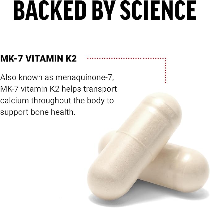 フォースファクター MK-7 ビタミンK2 100mcg、女性・男性向け骨サポートサプリメント、心臓の健康、骨密度などをサポート、高吸収型、ビーガン、非遺伝子組み換え、60植物性カプセル