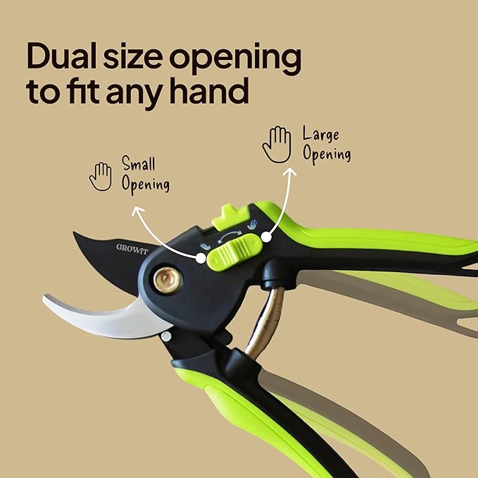Lime Bypass Pruning Shears & Hedge Clippers - Cuts 3x Easier, Ideal for Seniors