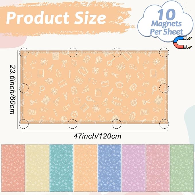 Wiooffen 8 Pcs Stationery Fluorescent Light Covers with 80 Magnets Decorative for Classroom Ceiling Light 4x2 Feet Magnetic Filter Easy Install for Office Hospitals Drop Ceiling Supplies (Stationery)