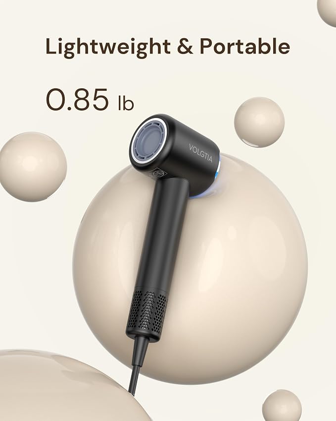 VOLGITA Hair Dryer with Diffuser for Curly Hair, Blow Dryer, 110000 RPM Professional High Speed Ionic Hairdryer for Frizz Control, Ultra-Fast Drying, 6.5 ft ALCI Cord, Low Noise, Magnetic Attachments