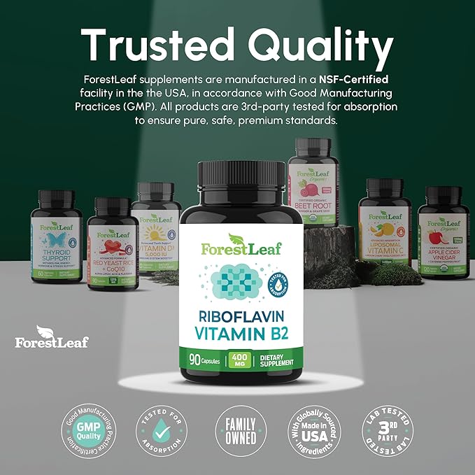 ビタミンB2リボフラビン400mg - エネルギー、肌、細胞の健康をサポート - 神経系の健康をサポート - ビタミンB2 - 非遺伝子組み換え＆グルテンフリー - ビタミンB2 400mg植物性カプセル、90粒入り2パック