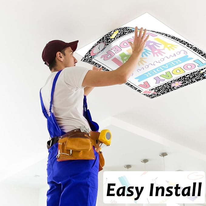 8 Pcs Fluorescent Light Covers with 80 Magnets Decorative for Classroom Ceiling Lights 4 x 2 Ft Magnetic Light Cover Filter Easy Install for Office Hospitals Drop Home Ceiling Supplies (Composition)