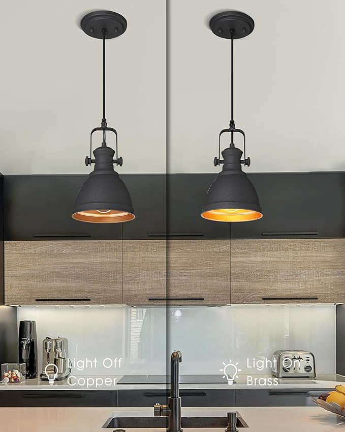 Modern Pendant Light, Set of 2 Hanging Light Fixtures, Black Pendant Lighting for Kitchen Island, AD-2151-1P2