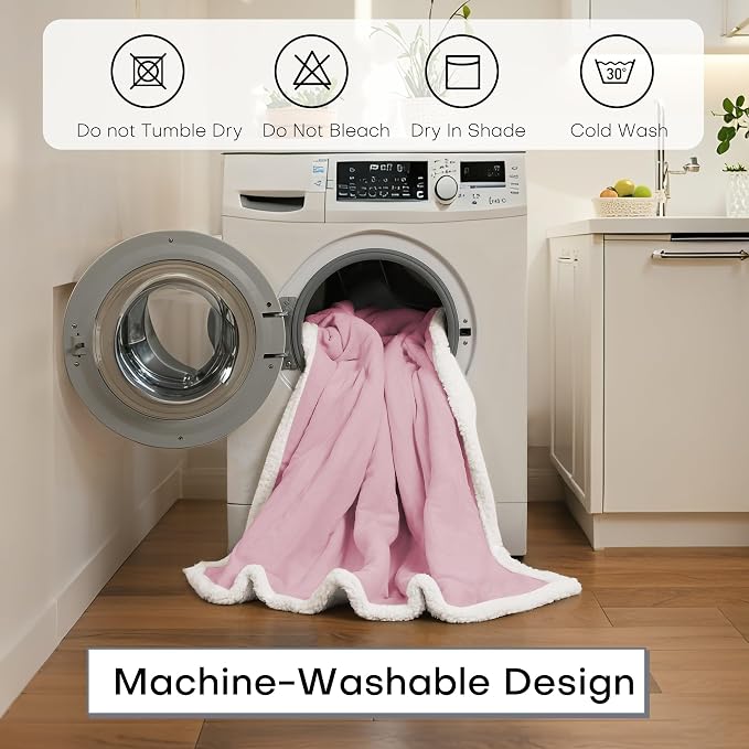 Electric Heated Blanket Twin Size 62"x84" – ETL Certified for Safe Overnight, 4 Heat Settings & 10H Auto Off, Dual-Sided Microplush Sherpa for Home Theater Night, Machine washable – Light Pink