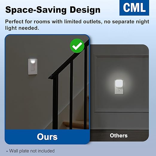 CML 10 Pack Single Pole Illuminated Light Switch with Cool White LED Nightlight, Decorator Paddle Rocker Wall Lighted Switch, Automatic On/Off Sensor, 15A 120V, ETL Listed, White
