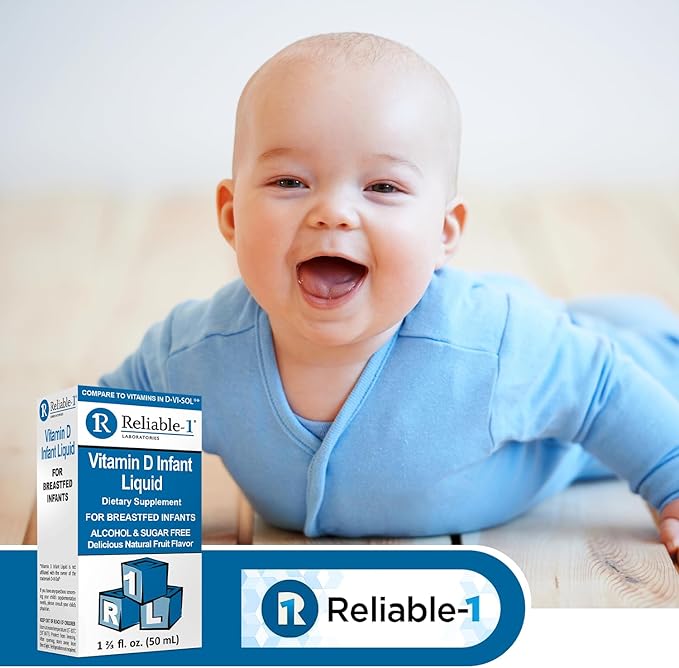 Reliable-1 Laboratories Infant Liquid Vitamin-D Drops (Natural Fruit Flavoring) Sugar & Alcohol Free, for Breast Feeding Babies 0-12 Months and Up