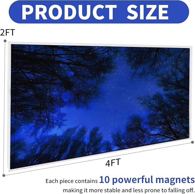 Torixqi 8 Pcs Fluorescent Light Covers for Ceiling Lights Classroom, Magnetic Light Filters, Fluorescent Light Diffuser Covers for Office, Hospitals, Home 4 x 2 Feet (blue nebula)