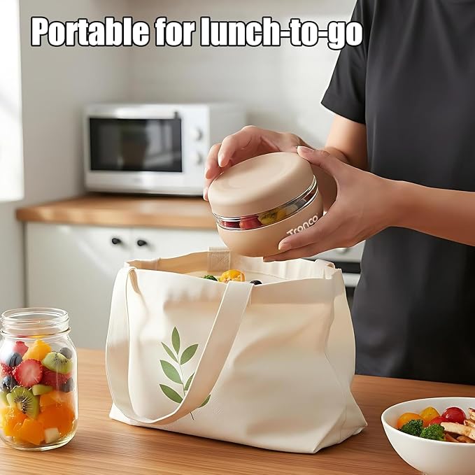 Tronco 32 oz Glass Food Storage & Lunch Bowl Containers with Airtight Lids | Leak & Spill Proof Meal Prep Container & Food Storage Jar for Lunch, Salad, Oats, Soup, BPA-Free, Microwave & Dishwasher Safe