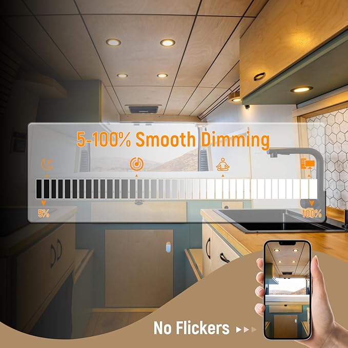 8 Pack 12 Volt LED Puck Light RV Recessed Mount Ceiling Light 2.75” 12V Down Light for Camper Van Truck Boat Interior Ceiling Kitchen Cabinet Lighting CRI 93 (Black/Warm White)