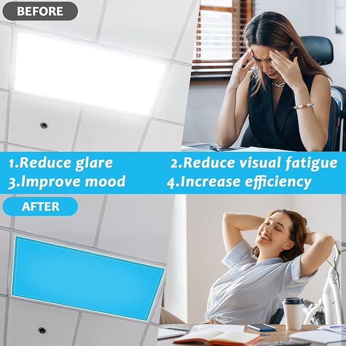 QOUBAI 6PCS Fluorescent Light Covers, 4x2 Feet Magnetic Light Cover Fluorescent Lights Shade Panel Positive Inspirational Ceiling Lights Filters for Office Classroom Home Drop Ceiling Rainbow