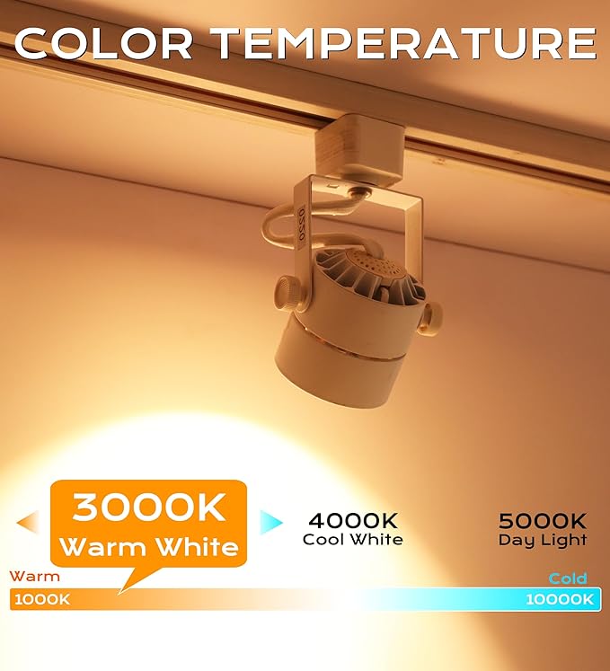 [12 Pack] CLOUDY BAY 8W 3000K Warm White Dimmable LED Track Light Head,CRI90+ True Color Rendering Adjustable Tilt Angle Track Lighting Fixture,40° Angle for Accent Retail,White,Halo Type