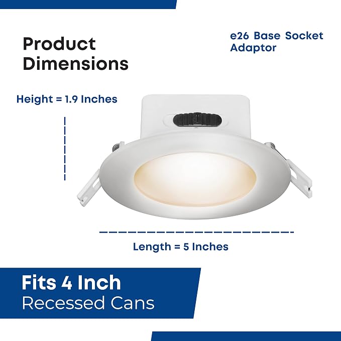 Feit Electric 4" LED Canless Recessed Downlights with Integrated Jbox, 50W Equivalent, Dimmable, 5CCT Selectable White, 90 CRI, 650 Lumens, 50,000-Hour Lifetime, LEDR4JBX/6WYCA/4, 4 Pack