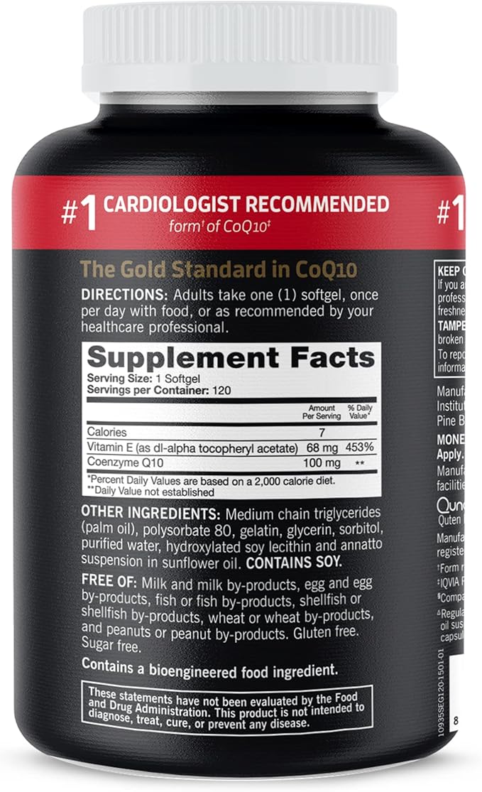Qunol CoQ10 100mg Softgels, Qunol Ultra CoQ10 100mg, 3x Better Absorption, Antioxidant for Heart Health & Energy Production, Coenzyme Q10 Vitamins and Supplements, 120 Count (Pack of 24)