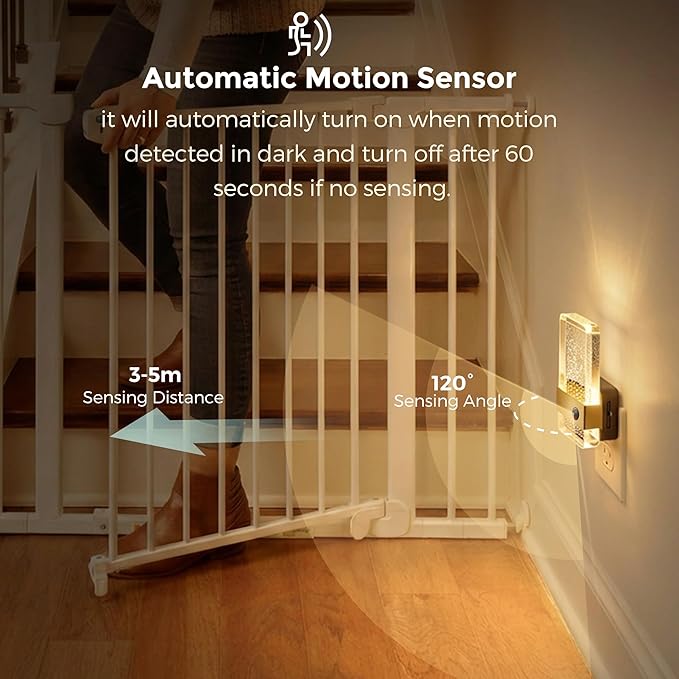 L LOHAS LED Motion Sensor Night Light, 2 Pack Night Lights Plug Into Wall Motion Activated and Dusk to Dawn Sensor, 0-100LM Dimmable Nightlight, Warm White Nightlights for Bathroom, Hallway, Gift