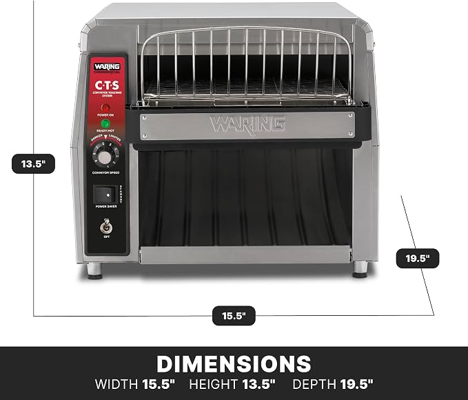 Waring Commercial Heavy-Duty Conveyor Toaster, 450 Slices per Hour, Stainless Steel Construction, for Cafes & Restaurants, NSF Certified, 120V, CTS1000