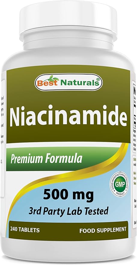 ベストナチュラルズ ナイアシンアミド 500mg 240タブレット (ベジタリアン対応) - ナイアシン（ビタミンB3）のフラッシュフリータイプ