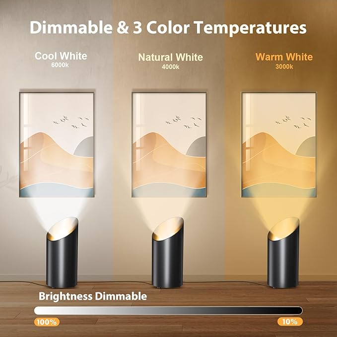 Brightown 2 Pack Uplights Indoor Floor Can Lights - 6000K LED Up Lights with Remote and Timer, 3 Color Temperatures and Dimmable Uplighting Spotlights for Dark Corner Sofa House Plant Picture