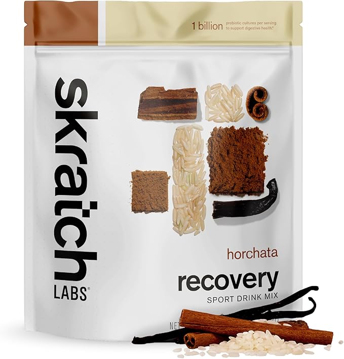 Skratch Labs Recovery Sport Drink Mix – Horchata | 4:1 Carb‑to‑Protein Post‑Workout Formula for Fast Recovery | Complete Milk Protein, Electrolytes & Probiotics | 24 Servings