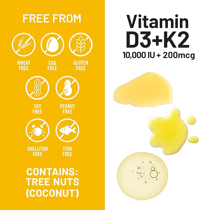 NatureWise Vitamine D3 10 000 UI et K2 (MK-7) 200 µg avec huile de noix de coco extra vierge biologique – Favorise l'absorption du calcium, la santé des os, du cœur et du système immunitaire – Sans OGM, sans soja et sans gluten – 90 capsules molles