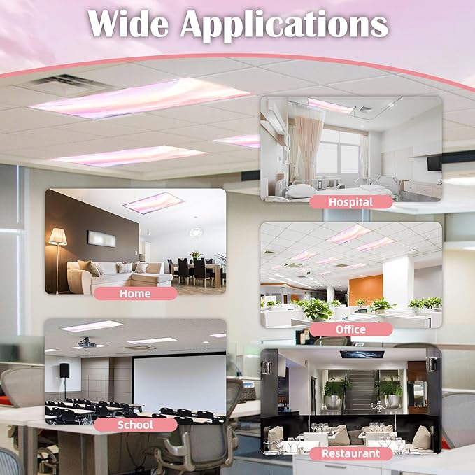 ANGSYLTH 8 Pcs Fluorescent Light Covers - 4 x 2 Feet Covers for Ceiling Lights, 8 x 10 Magnetic Light Filters for Classroom, Office, Hospitals (Pink - Sky)