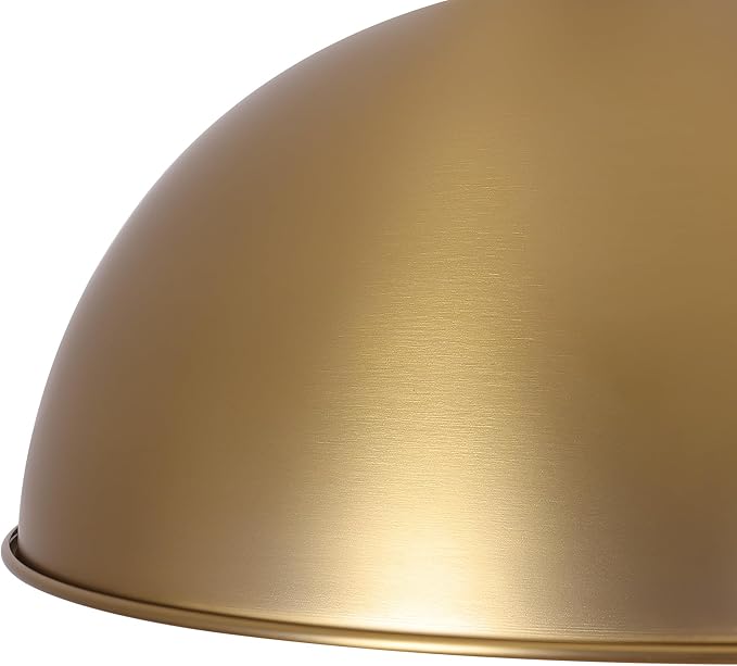 LamQee 13 Inch Brushed Gold Metal Pendant Light Kitchen Island, Farmhouse Modern Dome Pendant Light Fixtures Ceiling Hanging Lighting Chandelier for Dining Room Over Table, Bar, Hallway, Entryway