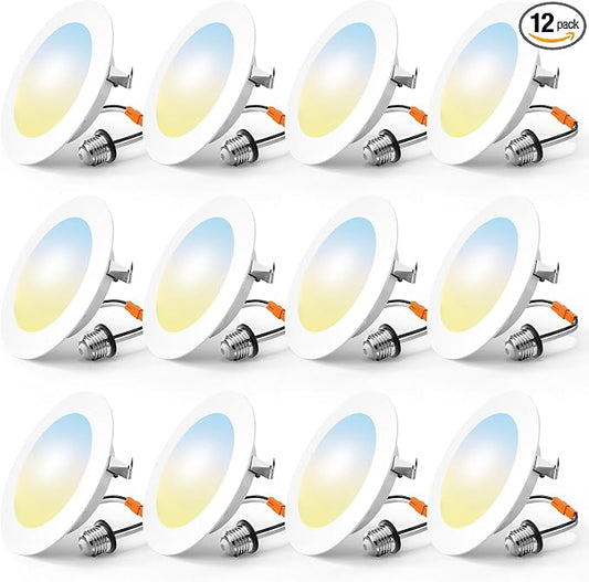 FREELICHT 12 Pack Retrofit LED Recessed Lighting 4 Inch, Selectable 5CCT, Dimmable Flat LED Can Lights, 7W, 700LM, ETL & FCC Certified