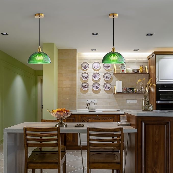 XZHGCEE Vintage Pendant Light Fixtures: Glass Pendant Lights Kitchen Island, Modern Green Pendant Light Fixture for Bedroom Dining Room
