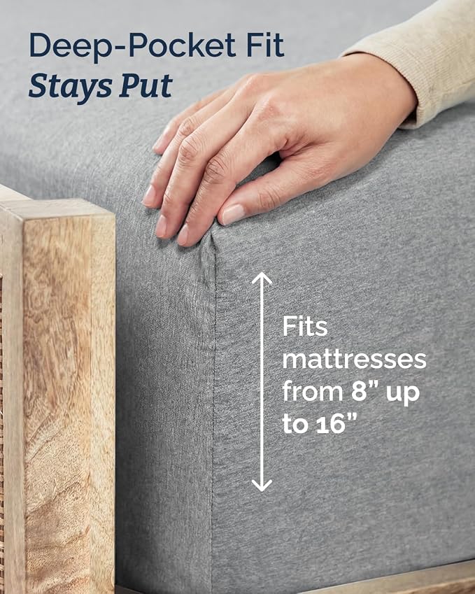 Twin 4 Piece Sheet Set - Comfy Breathable & Cooling - Soft Hotel Luxury Bedding Set with 8-16 Inch Deep Pockets - 1 Flat & 1 Fitted Sheet & 2 Pillowcases - Wrinkle Free & Easy Care - Heathered Grey