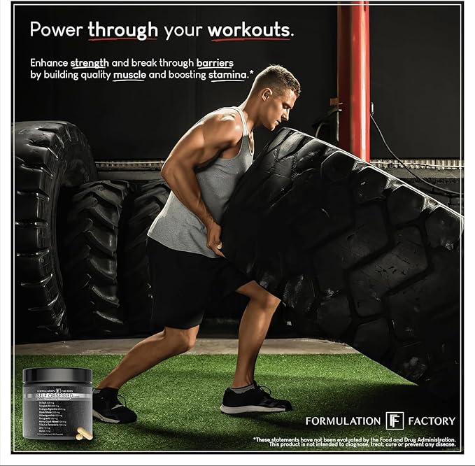 Formulation Factory Self Obsessed Masculine Vitality & Testosterone Support - 10-in-1 Complex with Shilajit, Tongkat Ali, & Fadogia Agrestis - 180 Capsules, 3 Month Supply