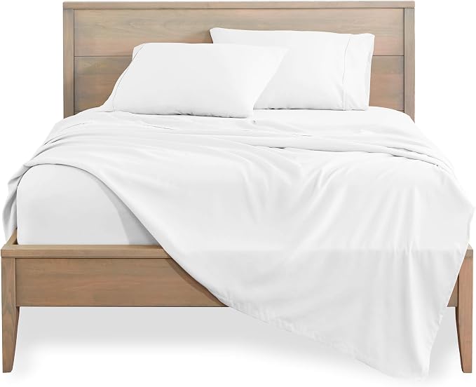 Bare Home Full Sheet Set - 1800 Ultra-Soft Microfiber Full Bed Sheets - Double Brushed - Deep Pockets - Easy Fit - 4 Piece Set - Bedding Sheets & Pillowcases (Full, White)