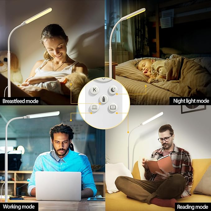 Aisutha LED Floor Lamp, 18W Super Bright Floor Lamp for Living Room, Adjustable Stepless Colors & Brightness Standing Lamp, Eye Caring Reading Light with Remote (White)