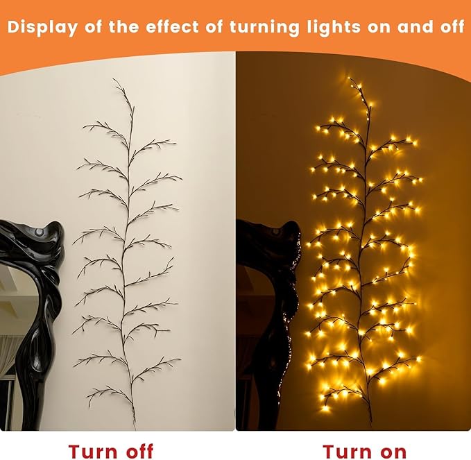 Enchanted Willow Vine Lights, 18 Branches 144 LEDs Lighted Willow Vine for Wall Decor, Indoor Christmas Swags Decorations for Bedroom, Living Room & Home Decor