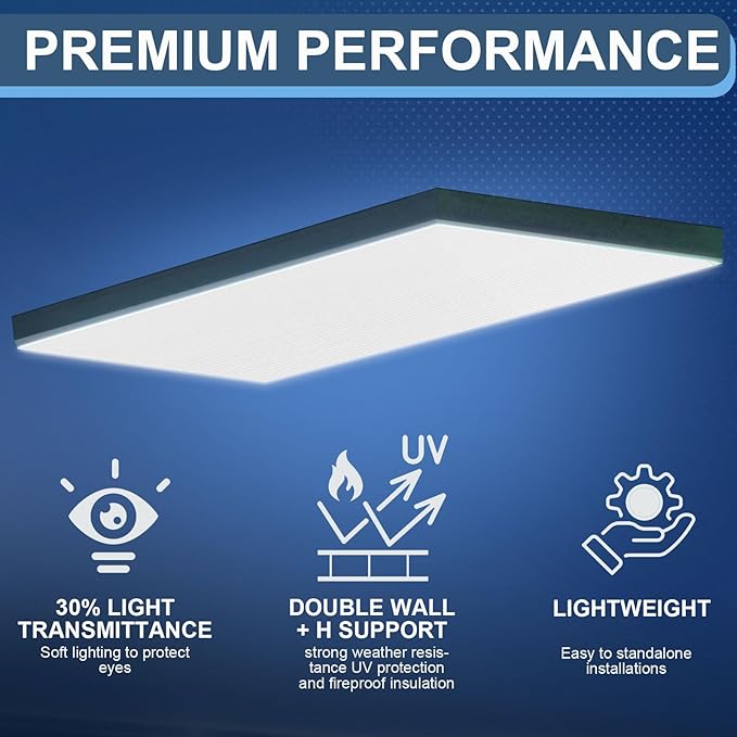 Pushglossy 8 Pack 23.75" x 47.75" x 0.2" Fluorescent Light Covers Classroom Office Diffuser Panels for 2x4ft Drop Ceiling Light Fixture Polycarbonate Replacement Cover for Hospital Home (Milky White)