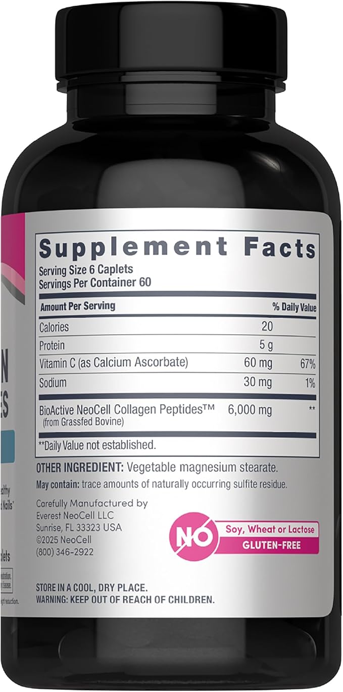 NeoCell Collagen Peptides Pills | 360 Caplets | with Vitamin C | Supplement for Women and Men
