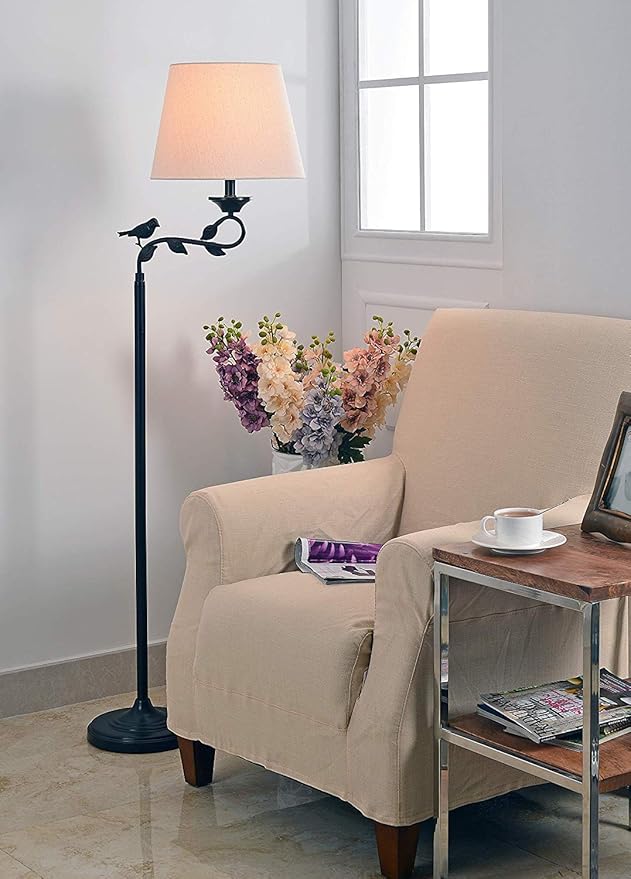 Kenroy Home Birdsong Swing Arm Floor Lamp with Oil Rubbed Bronze with Gold Highlights Finish, Rustic Style, 60" Height, 13.5" Width, 21" Depth
