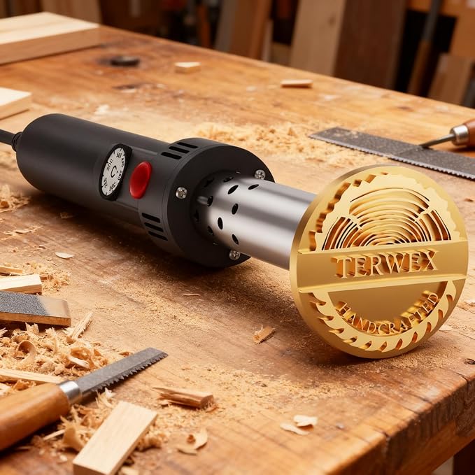Terwex Custom Electric Branding Iron for Wood, Temperature-Controlled Wood Branding Irons Personalized Metal Burning Stamp, Unique Logo Branding Iron for Food Leather, Woodworking Tools & Accessories