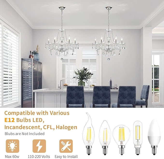 Crystal Chandelier Light Fixture, Modern K9 Crystal Chandelier Dining Room Light Fixture, Crystal Pendant Ceiling Light for Bedroom Modern Lighting Fixture for Living Room Kitchen Island Hallway