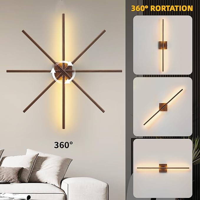 15800 mAh Battery Operated Wall Sconces with Remote Control Dimmable Rechargeable Battery Powered Cordless Wall Sconces Set of Two 3000K LED Walnut Wood Wireless Wall Light for Hallway Bedroom